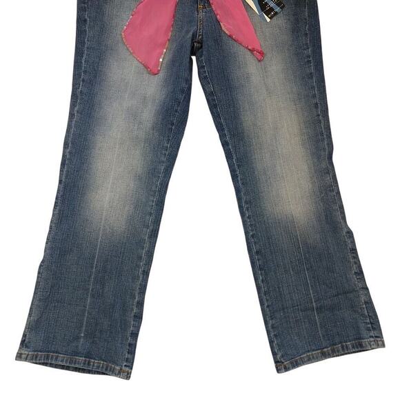 Vintage Y2K Mix It Low Rise Boot Cut Jeans Size 14P NWT Scarf Belt Deadstock - Picture 3 of 7